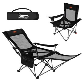 DesertFox リクライニングチェア キャンプ椅子 4way 仮眠 昼寝 4段階調整 四季適用 メッシュと薄手コットを自由に切り替える耐荷重150kgアウトドアチェア コンパクト 折りたたみチェア 軽量 イス 独自開発のカップホルダー携帯便利 ピクニック レジャー キャンプ用 TY(black