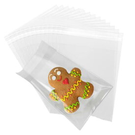 YFFSFDC 食品対応袋 クッキー チョコラッピングバッグミニ ビニール袋100枚入り レーズンサンド袋ギフトバッグ 半透明 OPP お菓子 パン袋 個包装 小分け袋 粘着テープ付き (7×7cm)