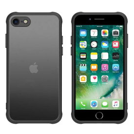 iPhoneケース 耐衝撃 PC 人気 クリア すり傷防止 軽量 薄型 滑り止め 米軍MIL規格 ワイヤレス充電対応 スマホカバー EUMADOVE (ブラック, iPhone SE2022、iPhone SE2020、iPhone 8、iPhone 7)