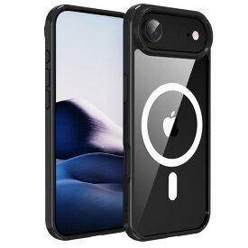 iPhone 17 Air 用 ケース クリア MagSafe対応 カメラ保護 耐衝撃 マグネット搭載 エアガードコーナー 薄型 黄変防止 滑り止め 3倍米軍MIL規格 アイフォン17 Air対応（6.5インチ）スマホカバー EUMADOVE (ブラック傷防止, iPhone 17 Air)
