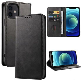 iphone 12/12 Pro ケース 手帳型 携帯カバー レザー 耐衝撃 耐摩擦 軽量 着脱しやすい 全面保護 手触りが良い マグネット式 カード収納 スタンド機能 人気 上質 6.1インチ対応 EUMADOVE (ディープブラック, iPhone 12/12 Pro)