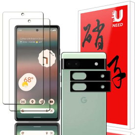2+2枚セッUNEED Google Pixel 6a 用のガラスフィルム（2枚）+カメラフィルム（2枚） ピクセル 6A 用の フイルム 強化液晶保護フィルム ワンタッチ貼付け/気泡ゼロ/ケースと干渉せず/硬度9H/飛散防止/指紋防止/指紋認証対応