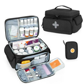 CURMIO 救急バッグ お薬 収納ボックス 救急箱 薬ポーチ付属 バッグのみ ブラック