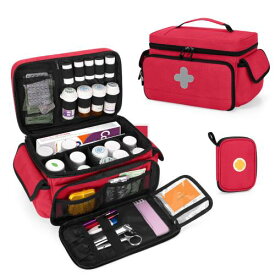 CURMIO 救急バッグ お薬 収納ボックス 救急箱 薬ポーチ付属 バッグのみ レッド