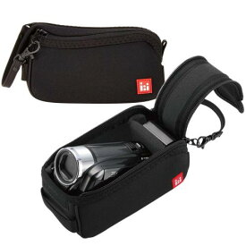 エレコム ビデオカメラケース ネオプレン 開きやすいダブルファスナー Mサイズ [ 参考収容寸法:145×75×75mm ] ブラック DVB-018BK