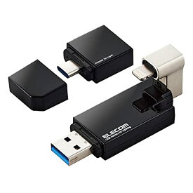 エレコム USBメモリ 16GB iPhone/iPad対応 MFI認証品 ライトニング Type-C変換アダプタ付 ブラック MF-LGU3B016GBK