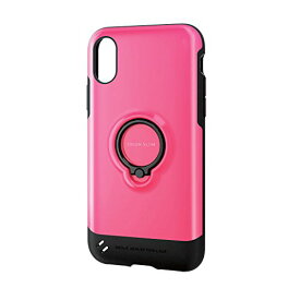 エレコム iPhone X ケース カバー 衝撃吸収 落下時の衝撃から本体を守る TOUGH SLIM リング付き 衝撃吸収 フィルム付 ピンク PM-A17XTSRPN