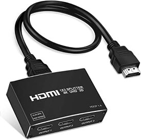 NEWCARE HDMIスプリッター 1入力3出力 同時出力 HDMI 分配器 4K HDCP 1.4 3D 対応 PC Xbox PS4 Fire TV Stick Apple TV用 高速HDMIケーブル付き