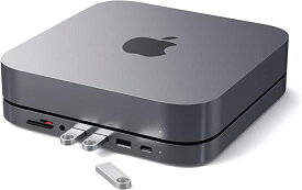 Satechi Type-C アルミニウム スタンド ハブ (スペースグレイ) USB-C データポート, Micro/SDカードリーダー, USB 3.0 ヘッドホンジャックポート (Mac Mini 2018以降対応)
