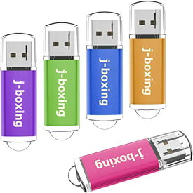 5個セット 16GB USBメモリ J-boxing キャップ式 USBフラッシュメモリ フラッシュドライブ USB 2.0スティック 五色：紫、緑、青、オレンジ、ピンク