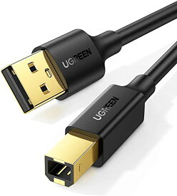 UGREEN USB プリンターケーブル USB2.0ケーブル タイプAオス - タイプBオス 金メッキコネクタ Canon エプソン ブラザーなどのプリンター Fax 複合機 スキャナーに対応 プリンター コード 3M