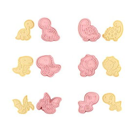 クッキー型 動物 6個セット 可愛い クッキーカッター プラスチック クッキー抜型 製菓道具 お菓子作り 抜き型 手作り プレゼント (恐竜)