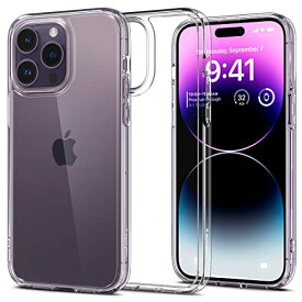 Spigen iPhone14Pro 用 ケース クリア ストラップホール付き TPU バンパーケース 2重構造 米軍MIL規格取得 耐衝撃 すり傷防止 黄ばみ無し ワイヤレス充電対応 ウルトラ ハイブリッド ACS04965 (クリスタル クリア)