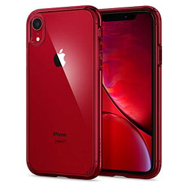 Spigen iPhone XR ケース 6.1インチ 対応 背面 クリア 米軍MIL規格取得 耐衝撃 カメラ保護 衝撃吸収 Qi充電 ワイヤレス充電 ウルトラ ハイブリッド 064CS25346 (レッド)