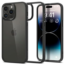 Spigen iPhone14Pro 用 ケース 衝撃吸収 耐衝撃 ストラップホール付き 米軍MIL規格取得 黄変なし TPU バンパーケース 2重構造 すり傷防止 ワイヤレス充電対応 ウルトラ ハイブリッド ACS04961 (マット ブラック)