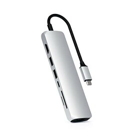 Satechi イーサネット付き スリム 7in1 USB-Cハブ (シルバー) 4K HDMI, USB-C PD充電 (MacBookPro/Air/M1/M2など対応