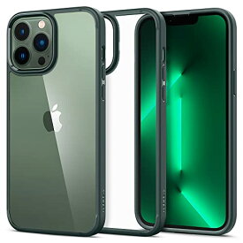 Spigen iPhone 13 Pro Max ケース クリア TPU バンパーケース 米軍MIL規格取得 耐衝撃 すり傷防止 ウルトラ ハイブリッド ACS04558 (ミッドナイト グリーン)