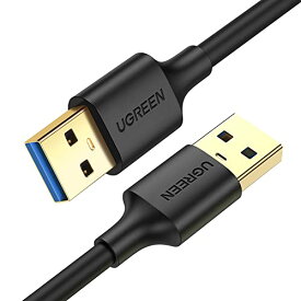 UGREEN USB 3.0 ケーブル タイプA-タイプA オス-オス 金メッキコネクタ搭載 高耐久性 USBケーブル 両端 オス 0.5M