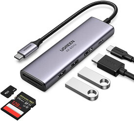 UGREEN USB Cハブ 4K@60Hz HDMI出力 6-IN-1 Type-Cアダプター 4K HDMI 100W Power Delivery 2 USB 3.0ポート SD / MicroSDカードリーダー Surface Dell Mac