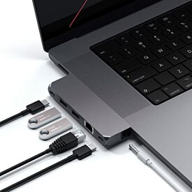 Satechi USB-C PROハブ ミニ 6-in-2 (スペースグレイ) USB4ポート, USB-C, 2xUSB-Aデータポート (MacBook Pro/M1, MacBook Air 2018以降/M1など対応)