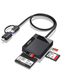 UGREEN SDカードリーダー USB-C USB3.0 1台2役 4in1 SD TF CF MS マルチカードリーダー 4枚カード同時に読み書き高速転送