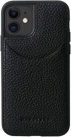 HANATORA iPhone12 mini ケース 本革 シュリンクカーフレザー カードポケット 耐衝撃 ハンドメイド ギフト おしゃれ シンプル 大人可愛い メンズ レディース スマホケース 黒 クロ ブラック CPG-12Mini-Black