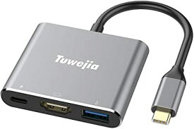 USB Type c HDMI アダプタ Tuwejia usb タイプc 4K 解像度 hdmiポート+USB 3.0ポート+USBタイプC急速PD充電ポート 3-in-1 変換 アダプタ UHDコンバータ MacBook Pro/MacBook A