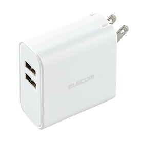 エレコム 充電器 USB コンセント 合計24W 2ポート USB-A 折りたたみ式プラグ 2台同時充電 おまかせ充電対応 iPhone SE3 / 14 / 13 / 12 / Android 各種対応 ホワイト EC-AC03WH