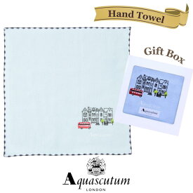 アクアスキュータム Aquascutum ガーゼハンカチ レディース ブルー ロンドンバス イギリス 高級ブランド ギフト ラッピング 女性 プレゼント