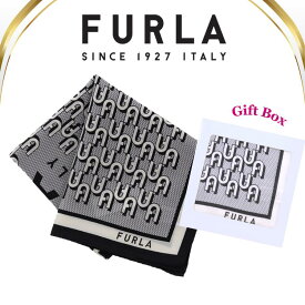 フルラ FURLA ハンカチ シルク混 ロゴ ブラック 58cm 高級 海外 イタリア レディース ブランド ギフト プレゼント 女性 人気 ラッピング対応 誕生日 お礼 お返し お祝い