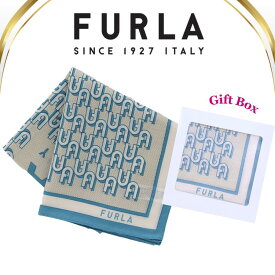 フルラ FURLA ハンカチ シルク混 ロゴ ブルー 58cm 高級 海外 イタリア レディース ブランド ギフト プレゼント 女性 人気 ラッピング対応 誕生日 お礼 お返し お祝い