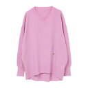 コットン混ビッグシルエットVネックニット【PRIORITY|プライオリティ】レディース トップス オーバーサイズ カットソー 袖口リブ 裾リブ 金プレート ロゴ メタルプレート 無地 レイヤード 通勤 オフィス トラディショナル トラッド 2025-26AW 秋冬新作 手洗い可