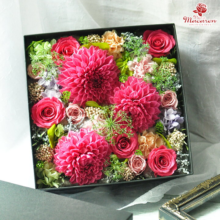 楽天市場 魔法使いの祝福 ダリア ボックス ギフト プレゼント 誕生日 送別 退職 プロポーズ お祝い 結婚祝い 結婚記念日 女性 彼女 母 祖母 還暦 長寿 敬老の日 ブリザードフラワー プリザーブドフラワー ブリザーブドフラワー ボックスフラワー 枯れない花 Fleur