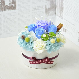 花 フラワーケーキ Mサイズ プリザーブドフラワー ♪POPPING BLUE MINT ブルー ケーキボックス付 誕生日 即日発送 ギフト 退職祝い プレゼント 贈り物