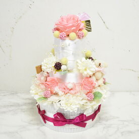 ウェディングケーキ 花 プリザーブドフラワー 3段 ピンク 誕生日祝い 結婚祝い 記念日 フラワーギフト 贈り物 開店祝い 開業祝い 引っ越し祝い 2024