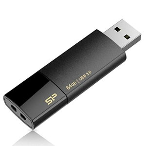 SiliconPower64GBBlazeB05USB3.1Gen1�C���^�[�t�F�[�X�ő�150Mb/s�A�i�[���f�U�C���A�u���b�N�B