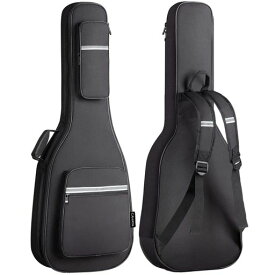CAHAYA ギターケース 軽量 エレキギター ソフト ケース 12MMスポンジ 大容量 6ポケット 肩掛け 手提げ 持ち運びに便利 反射ストライプ付き CY0201