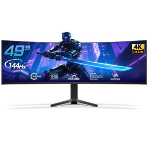 Dobios 49�C���` �Q�[�~���O���j�^�[ 4K(3840*1080)���L����144hz �Ȗ�1500r �E���g�����C�h���j�^�[ HDR400 HDMI/DP/Type-C/USB/�X�s�[�J�[����/���������A�ڂ̕ی� - ��^�f�B�X�v���C