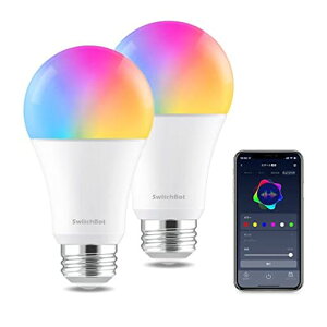 SwitchBot LED�d�� �X�}�[�g���C�g Alexa �X�}�[�g�z�[�� - �X�}�[�g�d�� E26 �X�C�b�`�{�b�g �������F �L�z�� 800lm 60W�`���� �d���F�E�����F�Ή� RGBCW�}���`�J���[ 1600���F �ԐڏƖ� Google Home