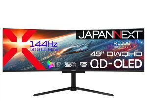 JAPANNEXT 49�C���` �ʎq�h�b�g�L�@EL�p�l��(QD-OLED)���� 144Hz�Ή� DWQHD(5120x1440)�𑜓x ���E���g�����C�h�p�ȃQ�[�~���O���j�^�[ JN-QOLC49G144DQ-HSC9L 0.03ms(GTG) HDMI