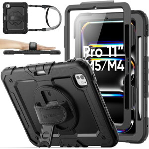 SEYMACstock2025�N/2024�N11�C���`iPadPro(M5/M4)��p�ϏՌ��P�[�X�ی�t�B�����t���y�����[360°��]�X�^���h�n���h�X�g���b�v�V�����_�[�X�g���b�v�S�ʕی�J�o�[iPadPro11
