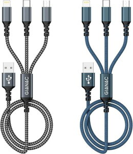 GIANAC�[�d�P�[�u��3in1[2M2�{�Z�b�g]3in1�[�d�P�[�u��lighting+Micro+USBC3�䓯�����d�\iPhoneAndroid�^�C�vCiPhone1514131211GalaxyS22