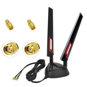 AQTAQ WiFi 6E �A���e�i �g���C�o���h WiFi 6GHz 5GHz 2.4GHz �A���e�i RP-SMA WLAN �}�O�l�b�g�x�[�X 2m/6.6�t�B�[�g�����P�[�u���t�� PC Bluetooth �}�U�[�{�[�h WiFi 6 ���[�^�[