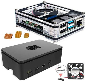 Marstudy Raspberry Pi 4b�p�P�[�X �t�@����p�Ɠ��q�[�g�V���N3�t�� Pi 4 Model B�p�N���A�P�[�X