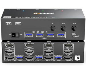 KCEVE8KUSB3.0KVM�X�C�b�`3PC3���j�^�[KVMSwitch�A�~���[/�g�����[�h(8K@30Hz/4k@144Hz)PC3��ƃf�B�X�v���C3��Ή��A�L�[�{�[�h