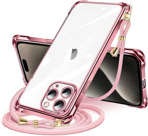 NISIILNG iPhone 15 Pro �p �P�[�X �N���A �V�����_�[ iPhone15pro �X�}�z�P�[�X �A�C�t�H��15Pro �J�o�[ ���|�� �΂߂��� ��|���P�[�X ���� ���^ �y�� �ϏՌ� TPU �X�g���b�v�t�� �R�t�� �΂߂���
