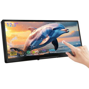 12.3�C���`�̃^�b�`�X�N���[���̃��j�^�[1920x720�_LCD�̏��^�^�b�`��ʂ̃��j�^�[�̃��b�v�g�b�v��PC�̉��xAida64 GPU CPU��RAM�̊Ď��ɓK������񎟃X�N���[���g�їp�\��HDMI