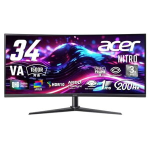AcerNitro�p��34�C���`�E���g�����C�h�����UWQHD�L����pVA200Hz1ms(VRB)AMDFreeSyncPremium�G���S�X�^���hHDR10sRGB99%�u���[���C�g�ጸHDMI2.1
