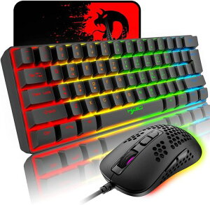 �Q�[�~���O�L�[�{�[�h�}�E�X�L��61�L�[���^60%���C�A�E�g11LED�o�b�N���C�g2400DPI�}�E�X�p�b�h�t���I�t�B�X/�Q�[�~���O�p�p��z����{��戵������pc/ps4/switch�Ή�(�u���b�N)