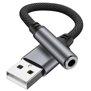 USBto3.5mm�I�[�f�B�I�ϊ��A�_�v�^�ϊ��P�[�u��USB�O�t���T�E���h�J�[�h4��(TRRS)/3��(TRS)�ϊ��C���z��Windows/MacOS/PS4/PS5/Linux/Chromebook���Ή�